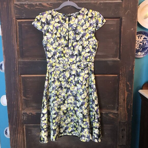 J. Crew Dress Women’s Sz 0 Linen Fit & Flare Cap Sleeve In Clover - Picture 4 of 14